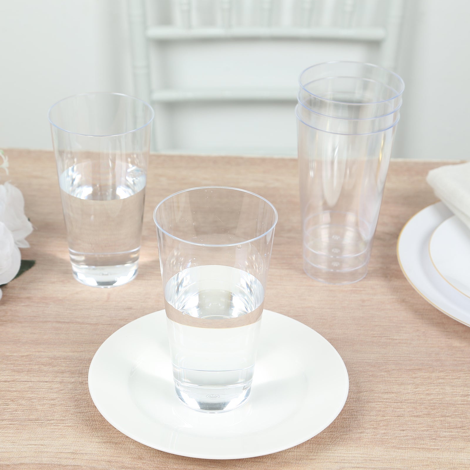 12-Pack Plastic Party Cups 17oz Clear - Disposable Drinking Tumblers 5.5"